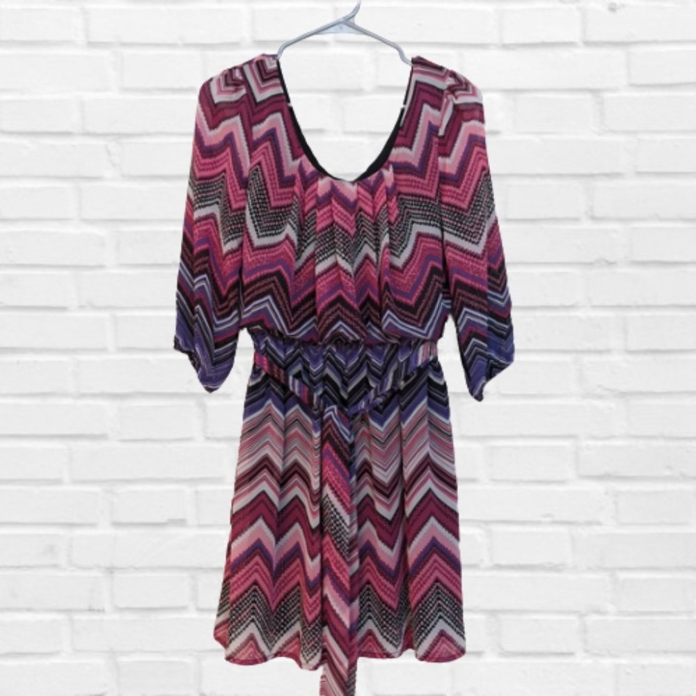 2/$25 Purple & Pink Patterned Dress Medium Stretch